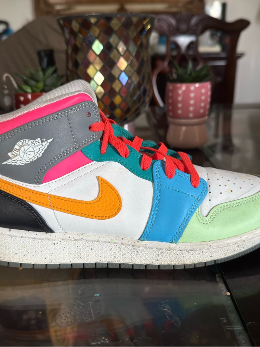 Nike Air Jordan Multicolor Low-Top Sneakers - White, Orange, Blue, Pink, Green